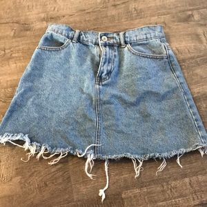 Blue denim mini skirt